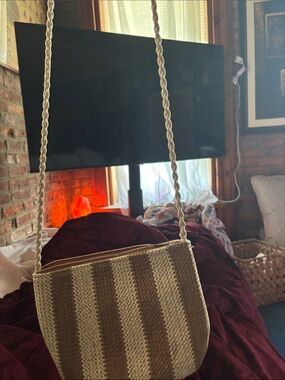Woven Crossbody Bag in Natural and Tan - Unbranded